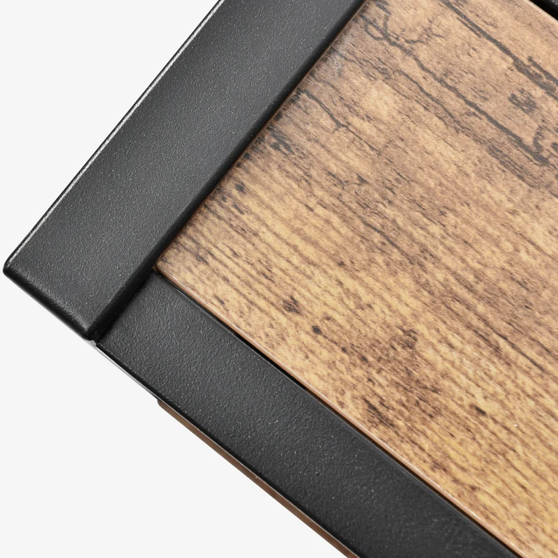 Lit simple industriel avec tête de lit rangement effet bois noyer et noir 90x200cm IKKIEL