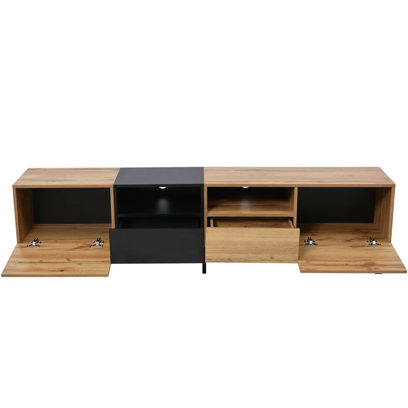 Meuble TV moderne au design noir et bois avec espace de rangement spacieux MODAI