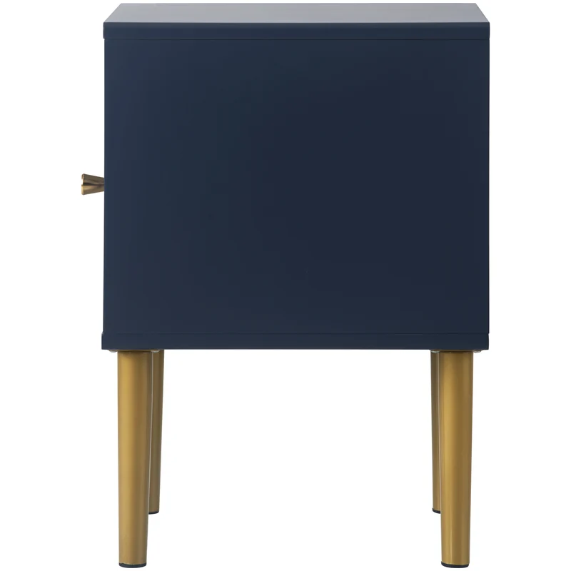 Lot de 2 tables de chevet bleu marine motif d'écailles pieds dorés H50/L35/P35 DRIRQEOX