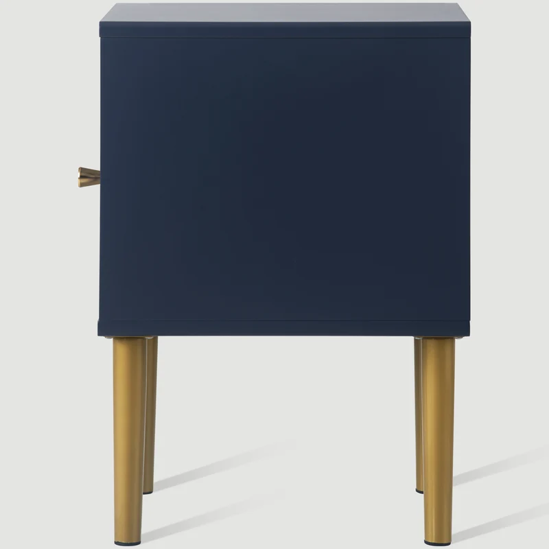 Lot de 2 tables de chevet bleu marine motif d'écailles pieds dorés H50/L35/P35 DRIRQEOX