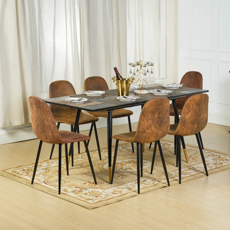Lot de 4 chaises de salle à manger scandinaves vintage suede marron rétro CHARLTON SUEDE BROWN