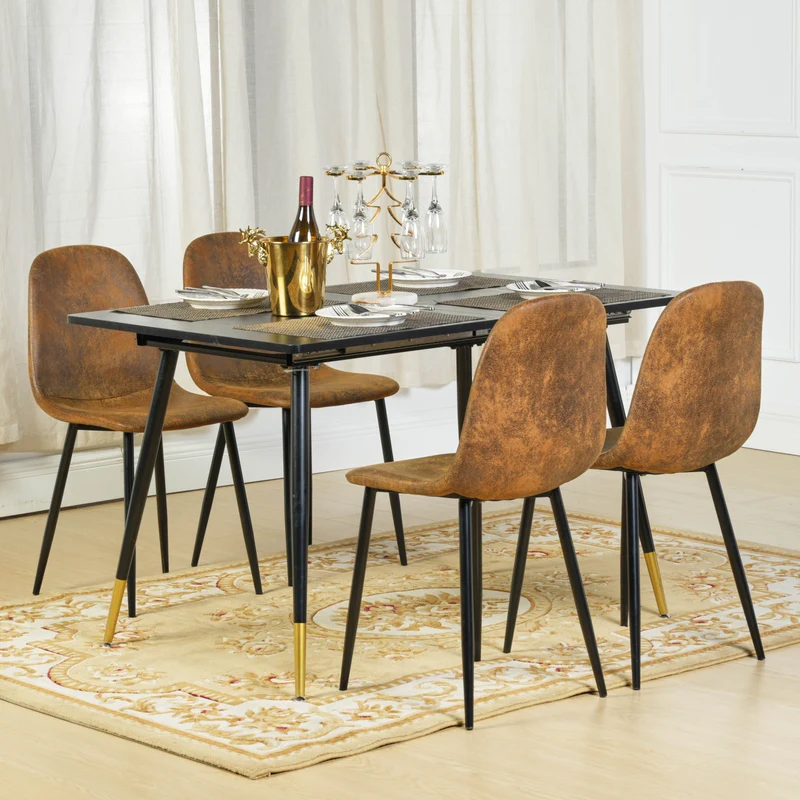 Lot de 4 chaises de salle à manger scandinaves vintage suede marron rétro CHARLTON SUEDE BROWN