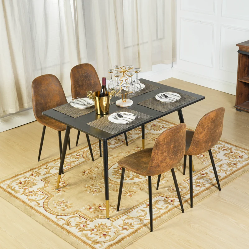 Lot de 4 chaises de salle à manger scandinaves vintage suede marron rétro CHARLTON SUEDE BROWN