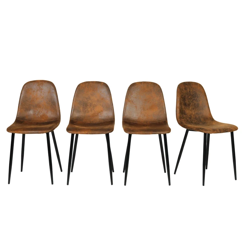Lot de 4 chaises de salle à manger scandinaves vintage suede marron rétro CHARLTON SUEDE BROWN