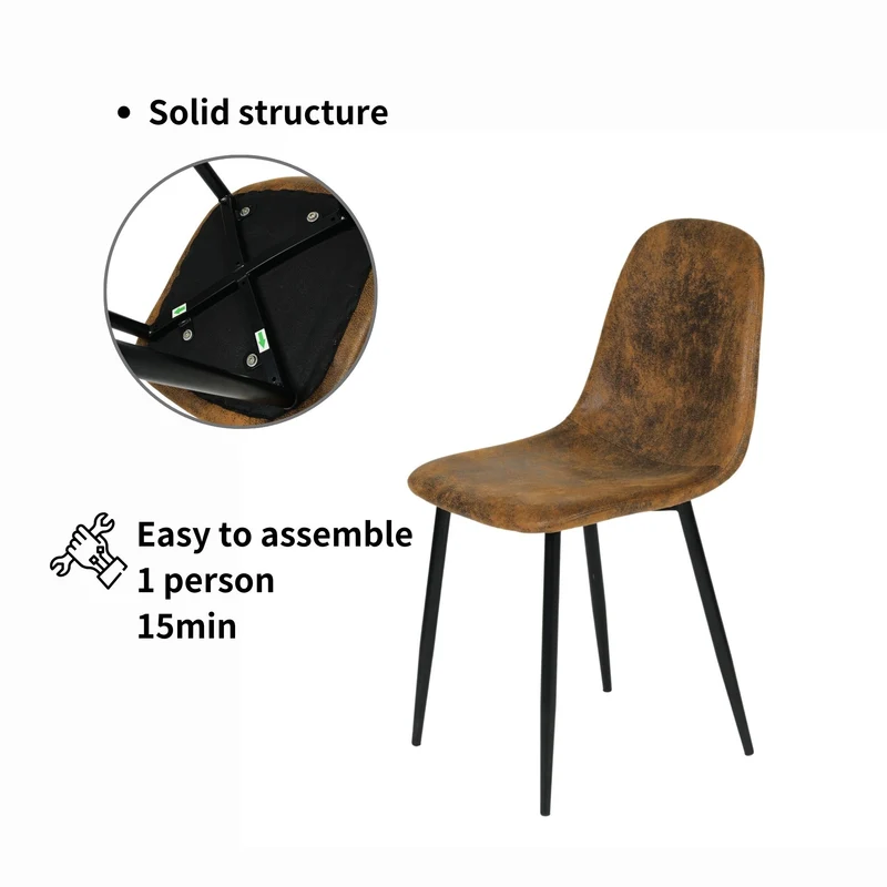 Lot de 4 chaises de salle à manger scandinaves vintage suede marron rétro CHARLTON SUEDE BROWN