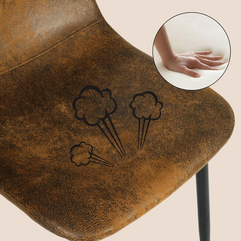 Lot de 4 chaises de salle à manger scandinaves vintage suede marron rétro CHARLTON SUEDE BROWN