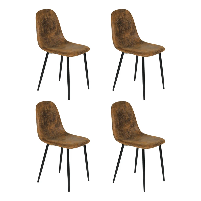 Lot de 4 chaises de salle à manger scandinaves vintage suede marron rétro CHARLTON SUEDE BROWN
