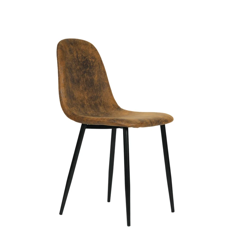Lot de 4 chaises de salle à manger scandinaves vintage suede marron rétro CHARLTON SUEDE BROWN