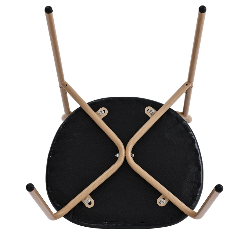 Lot de 4 chaises de salle à manger style rétro en rotin et PU noir pieds effet bois GHEXIELS BLACK