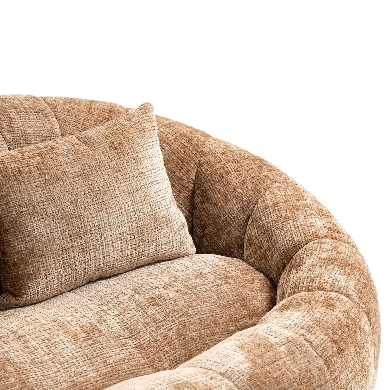 Canapé compact rond 2 places Loveseat en chenille marron BACTEROID