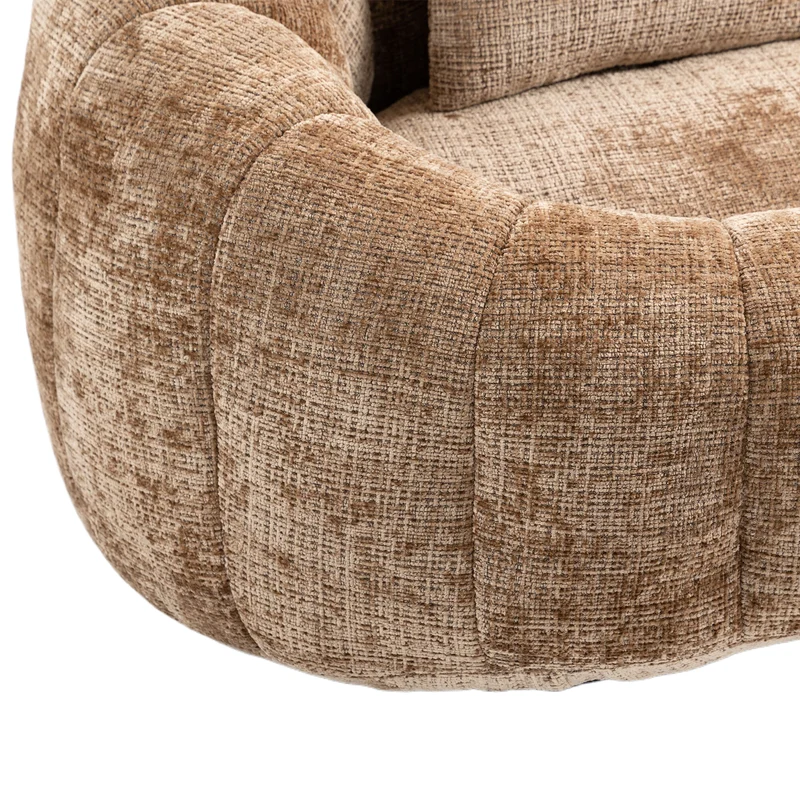 Canapé compact rond 2 places Loveseat en chenille marron BACTEROID