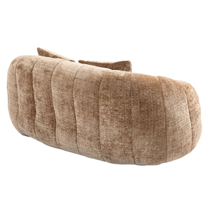 Canapé compact rond 2 places Loveseat en chenille marron BACTEROID