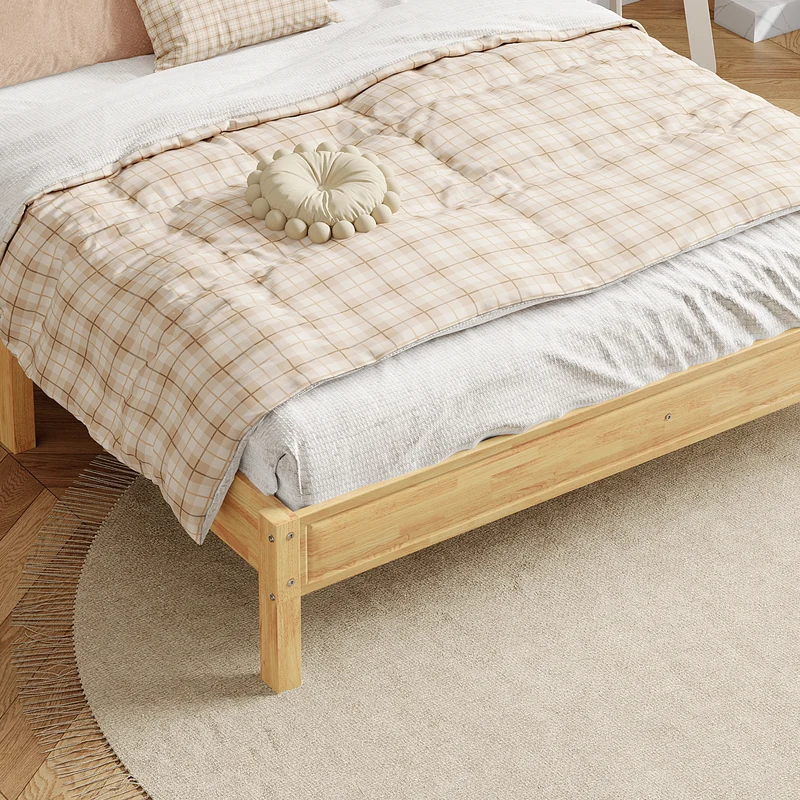 Lit double en rotin effet bois nature 165*205*94 THRUDS
