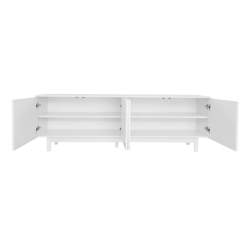 Meuble TV blanc style luxe portes texturées forme de U AEKRON
