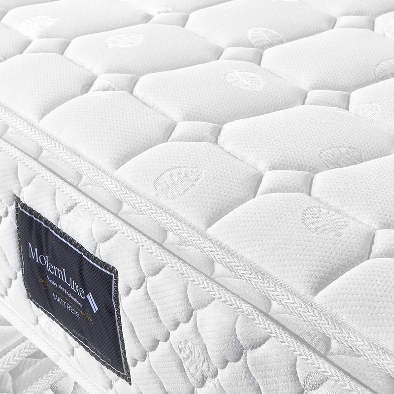 Ensemble lit double rembourré en lin gris 140x200 avec sommier à lattes et matelas à ressorts PERISTOM