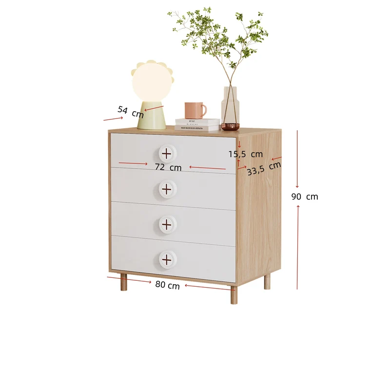 Ensemble de armoire portes vitrées + commode 4 tiroirs bicolores BOMBYX