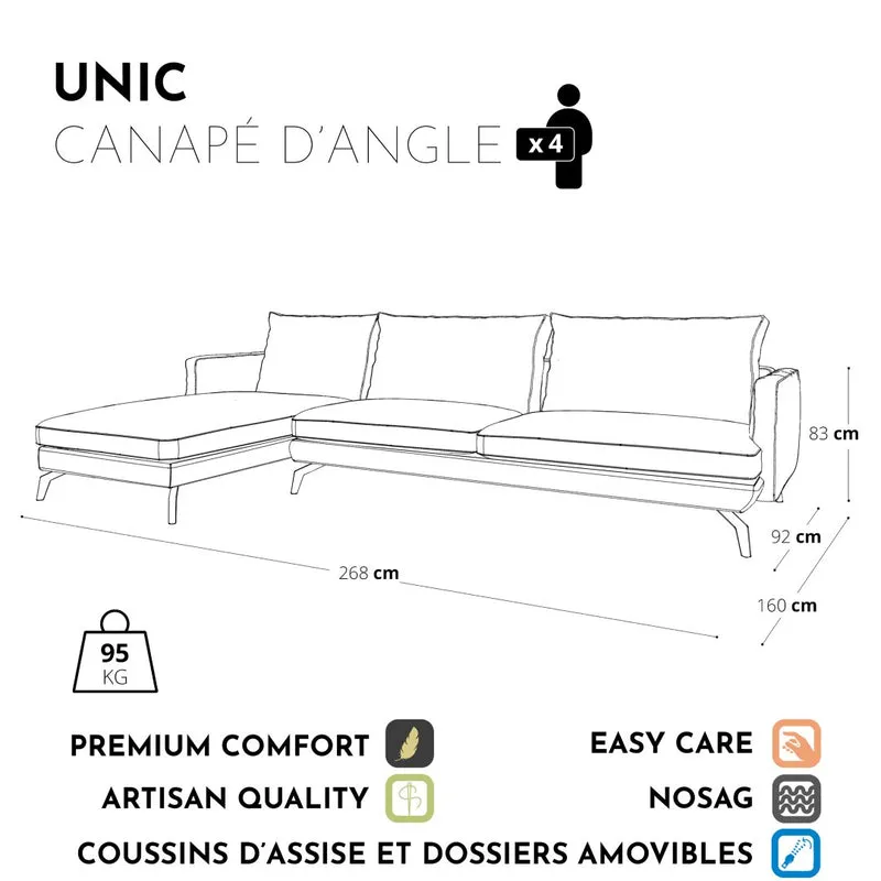 Canapé d'angle gauche UNIC Velours