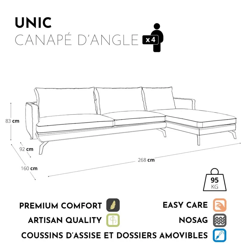 Canapé d'angle droit UNIC Velours
