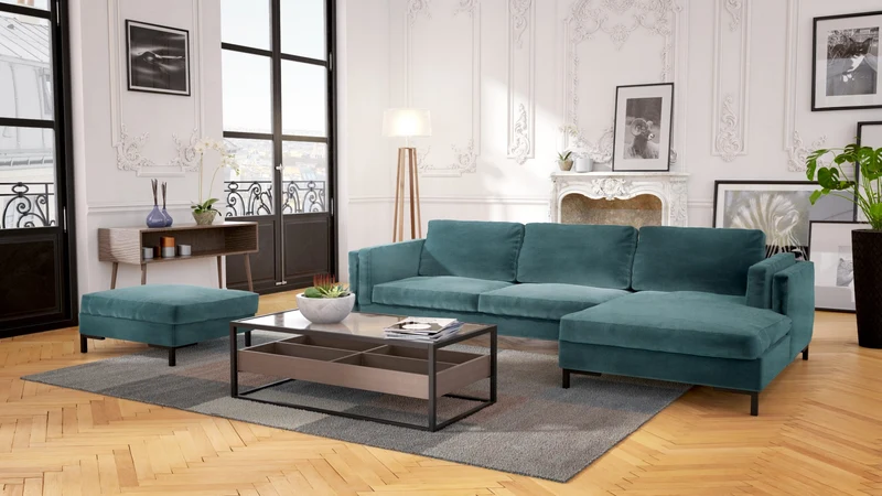Canapé d'angle droit ANDERSON Velours