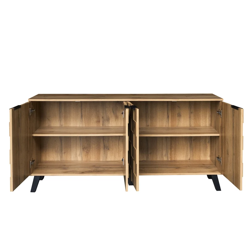 Buffet moderne effet bois à 4 portes 160,5x35,5x78cm OCAERS