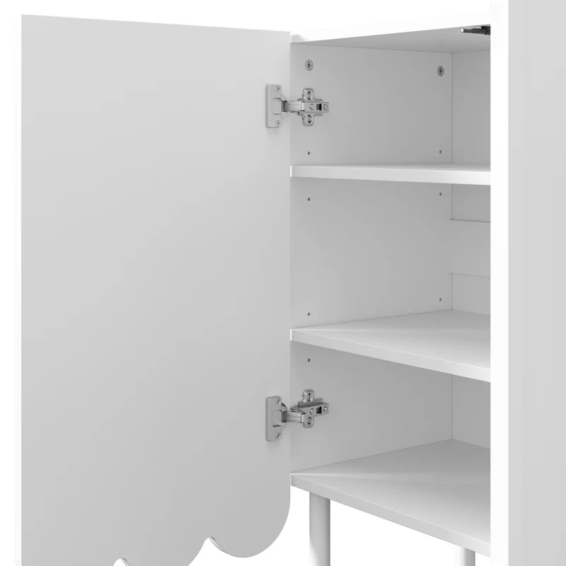 Buffet blanc moderne avec 3 portes ondulées et étagères réglables ROYALJEL