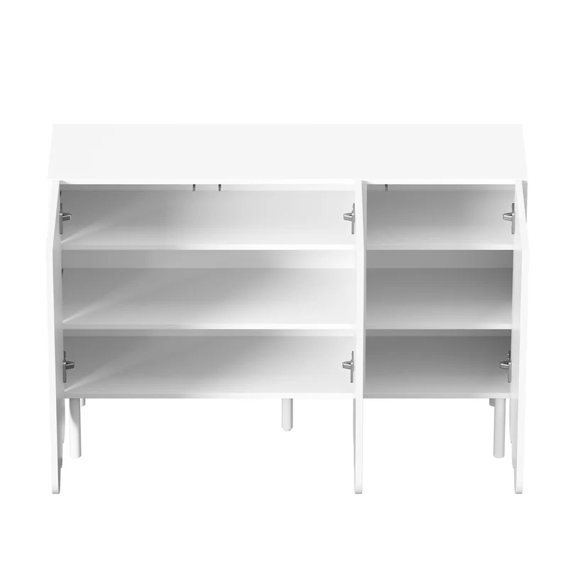 Buffet blanc moderne avec 3 portes ondulées et étagères réglables ROYALJEL