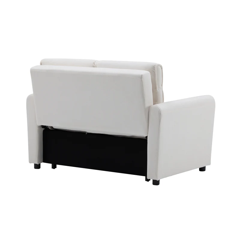Canapé-lit convertible 2 places velours beige clair, dossier 5 positions RIDGEGLEN