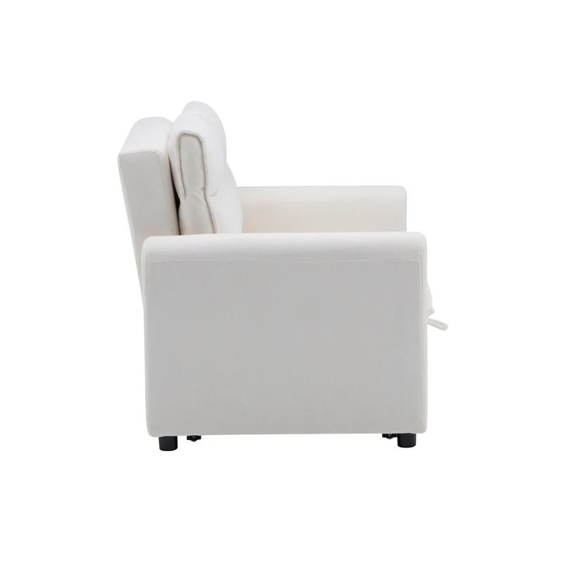 Canapé-lit convertible 2 places velours beige clair, dossier 5 positions RIDGEGLEN