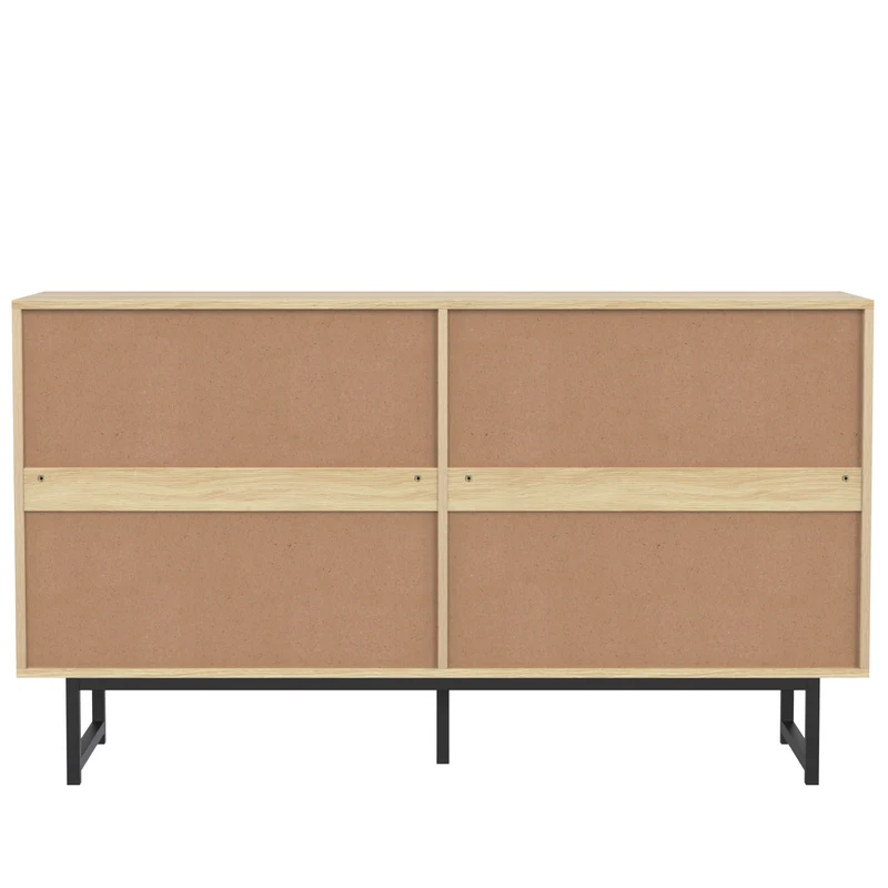 Buffet naturelle effet bois 4 portes en rotin 140*39*80cm STIQNOID