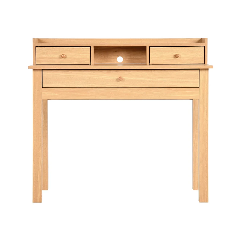 Bureau classique en bois, avec tiroirs et rangements DEVAKI LIGHT WOOD