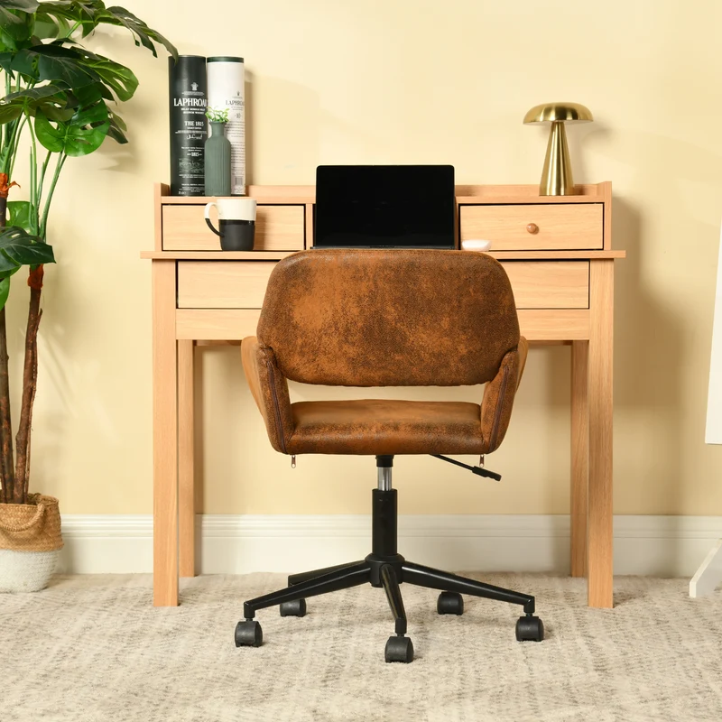 Bureau classique en bois, avec tiroirs et rangements DEVAKI LIGHT WOOD