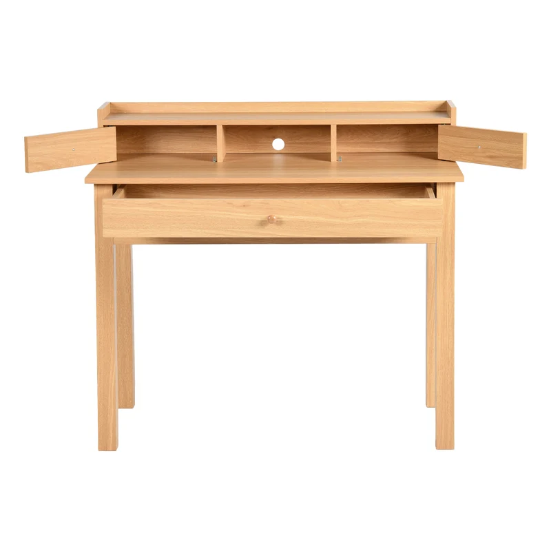 Bureau classique en bois, avec tiroirs et rangements DEVAKI LIGHT WOOD