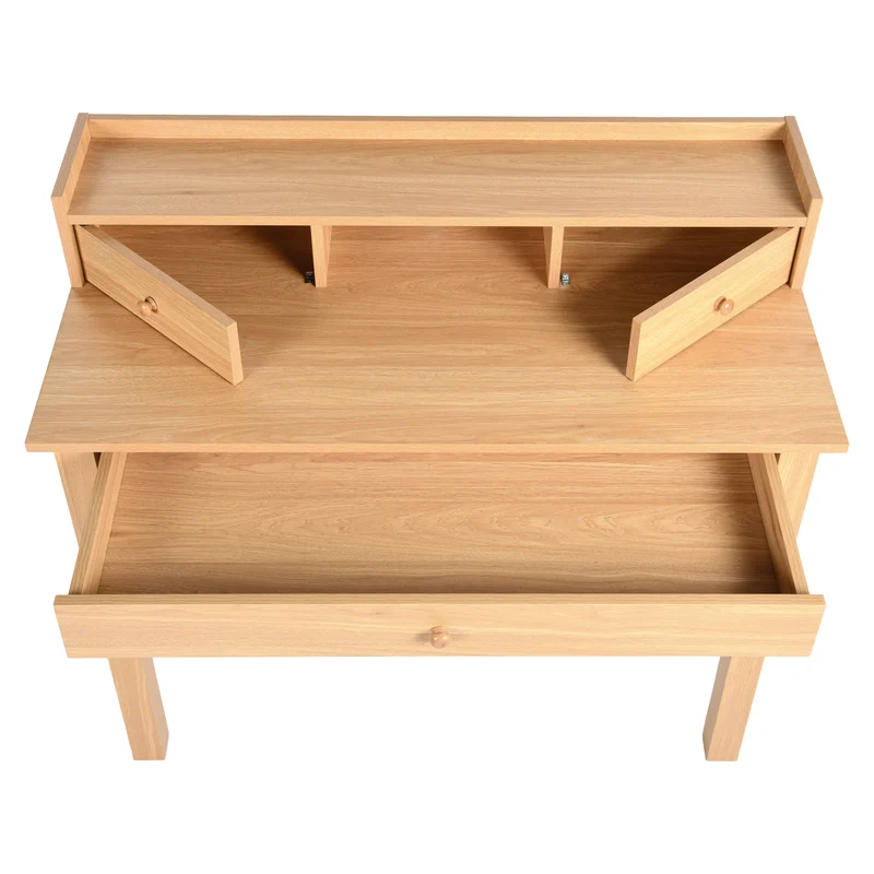 Bureau classique en bois, avec tiroirs et rangements DEVAKI LIGHT WOOD
