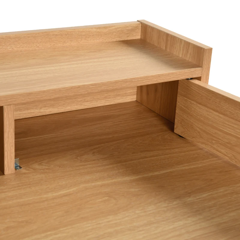 Bureau classique en bois, avec tiroirs et rangements DEVAKI LIGHT WOOD