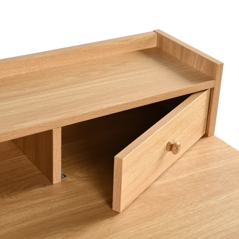 Bureau classique en bois, avec tiroirs et rangements DEVAKI LIGHT WOOD