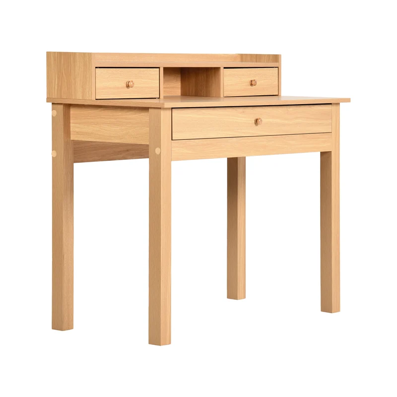 Bureau classique en bois, avec tiroirs et rangements DEVAKI LIGHT WOOD
