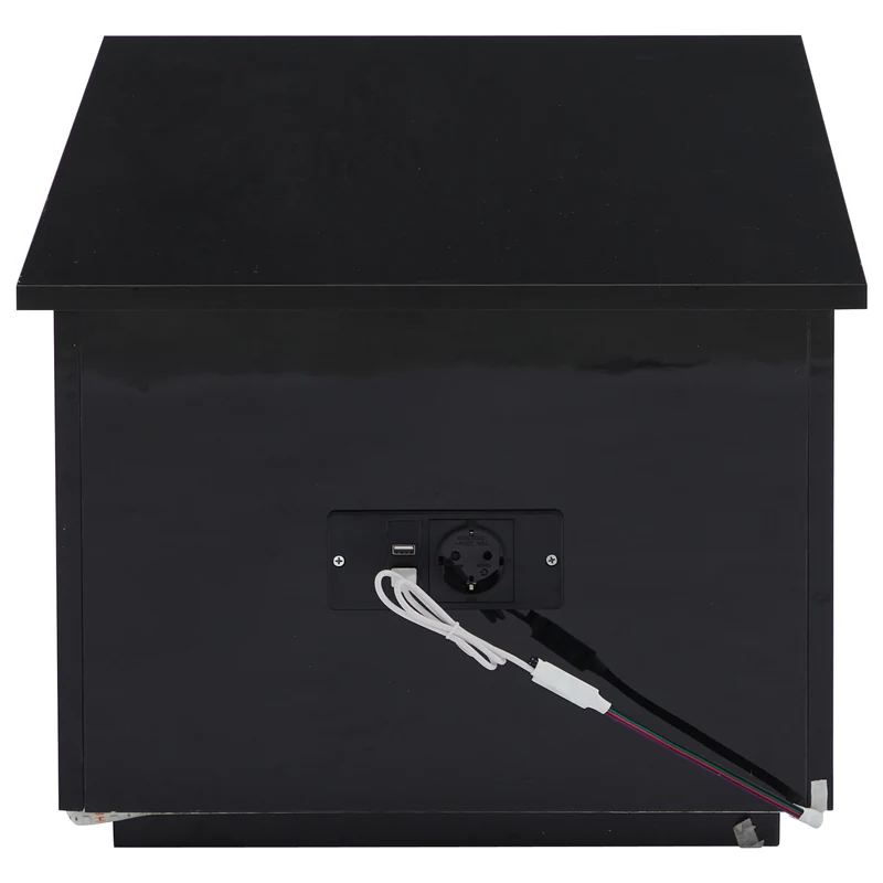 Table basse relevable noire brillante avec éclairage LED 100*50*35 cm OKRUITS BLACK