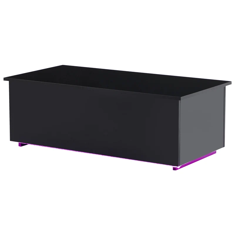 Table basse relevable noire brillante avec éclairage LED 100*50*35 cm OKRUITS BLACK