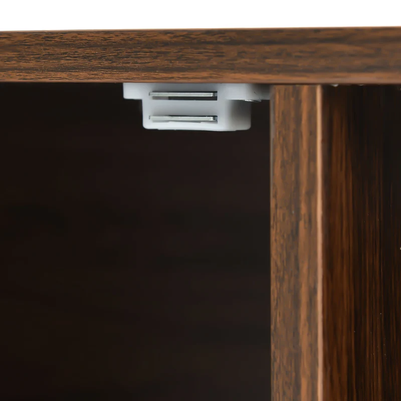 Meuble TV effet bois, 2 portes et 2 niches ouvertes, marron, 155x38x48cm BEILZA