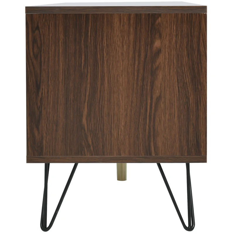 Meuble TV effet bois, 2 portes et 2 niches ouvertes, marron, 155x38x48cm BEILZA
