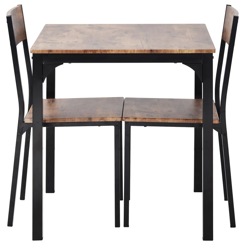 Ensemble table et 2 chaises de salle à manger style indus pour balcon ou salle à manger ou salon marron vintage FILZAIR