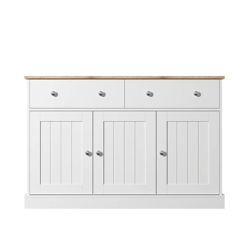 Buffet blanc texture gravée avec espace de rangement IKTEK