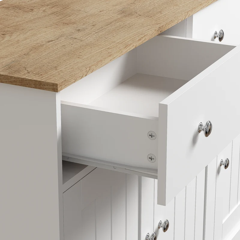 Buffet blanc texture gravée avec espace de rangement IKTEK