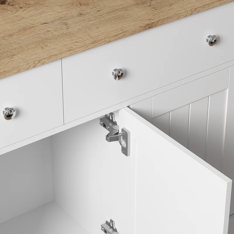 Buffet blanc texture gravée avec espace de rangement IKTEK