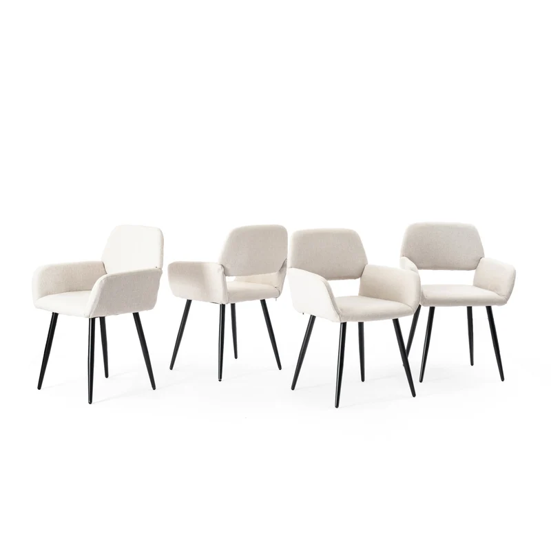 Lot de 4 chaises de salle à manger scandinaves tissu beige pieds noirs MAYFAIR BEIGE X2
