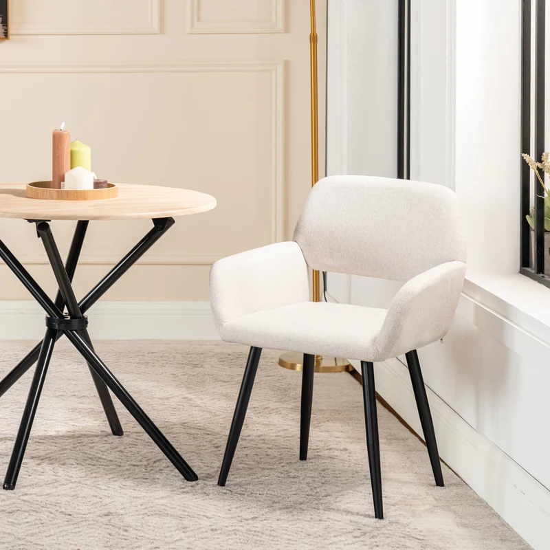 Lot de 4 chaises de salle à manger scandinaves tissu beige pieds noirs MAYFAIR BEIGE X2