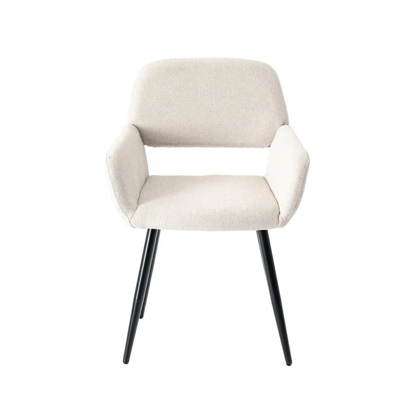 Lot de 4 chaises de salle à manger scandinaves tissu beige pieds noirs MAYFAIR BEIGE X2