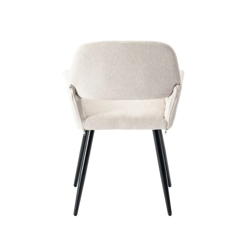 Lot de 4 chaises de salle à manger scandinaves tissu beige pieds noirs MAYFAIR BEIGE X2