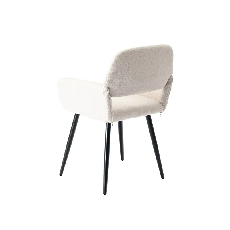 Lot de 4 chaises de salle à manger scandinaves tissu beige pieds noirs MAYFAIR BEIGE X2