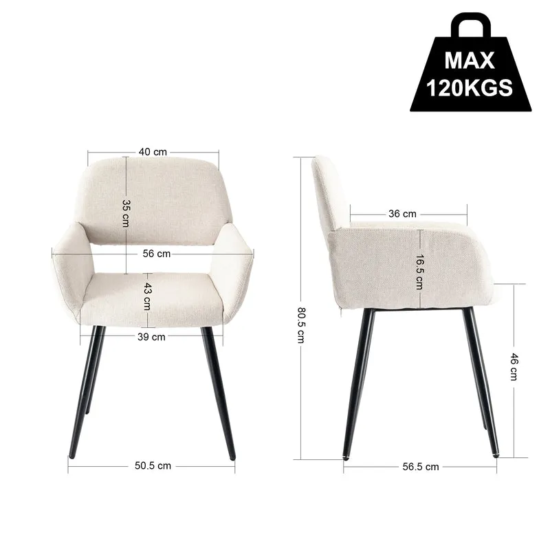 Lot de 4 chaises de salle à manger scandinaves tissu beige pieds noirs MAYFAIR BEIGE X2